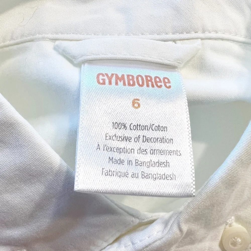 Gymboree Holiday Traditions Long Sleeve Button Down Dress Shirt Boys 6 Cream